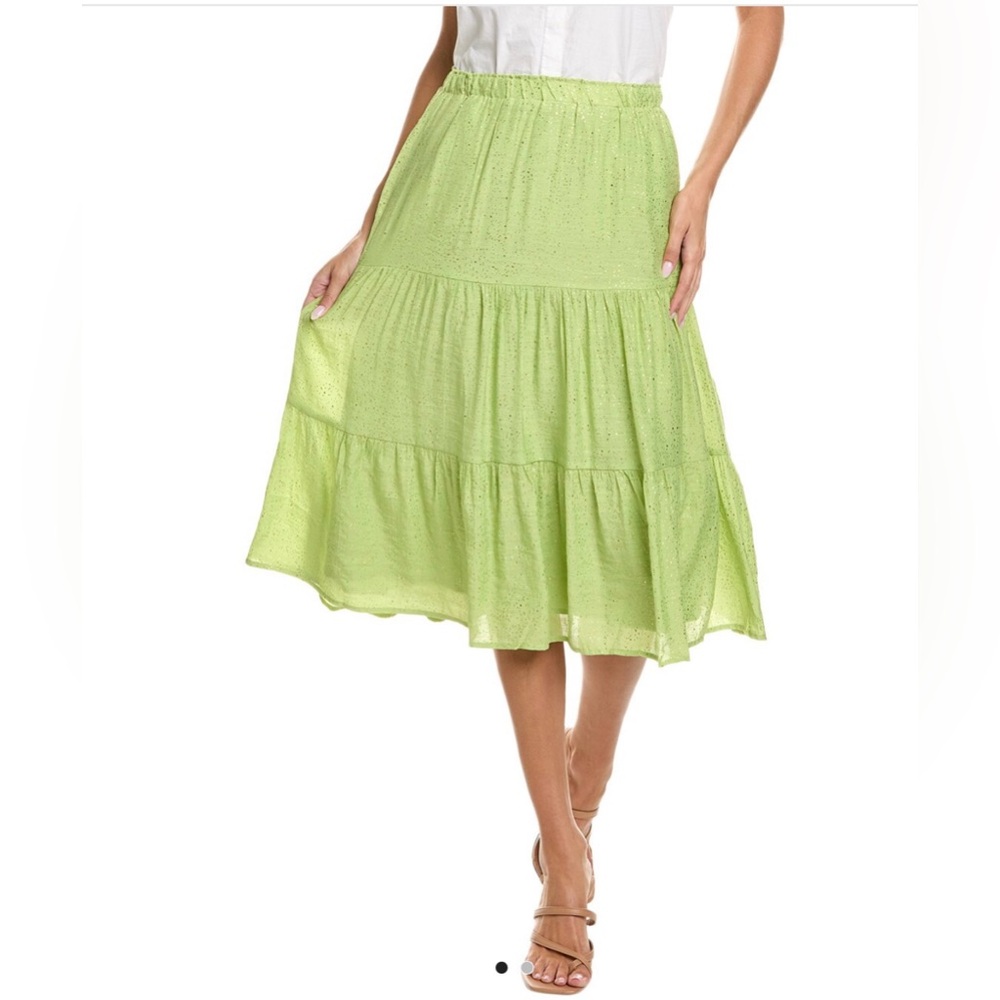 NWT Nanette Nanette Lepore Middi Skirt Color Lime Green Size Large Waist 15”